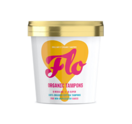 FLO organic cotton tampons, pack of 8 regular and 8 super absorbency tampons