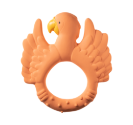 NATRUBA handcrafted biodegradable natural rubber chemical-free teething and bath toy Parrot Orange, 0+ years