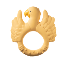 NATRUBA handcrafted biodegradable natural rubber chemical-free teething and bath toy Parrot Yellow, 0+ years