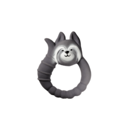 NATRUBA handcrafted biodegradable natural rubber chemical-free teething and bath toy Raccoon Dusty Grey, 0+ years