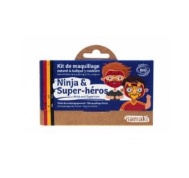NAMAKI natural ingredient hypoallergenic face paint set with yellow, red and black colors: ninja and superhero
