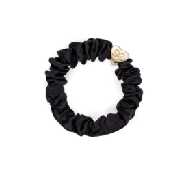 ByEloise black silk hair tie/bracelet with golden heart