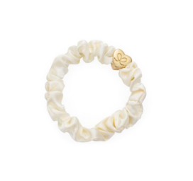 ByEloise silk hair tie/bracelet with gold heart CREAM