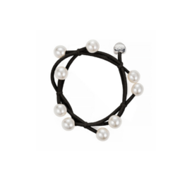 ByEloise black hair tie/bracelet with silver heart and pearls