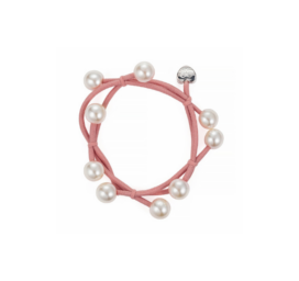 ByEloise pink hair tie/bracelet with silver heart and pearls