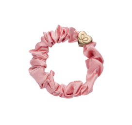 BYELOISE Rose tan gold heart sparkling pink silk hair tie/bracelet