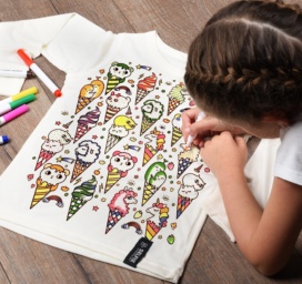 SELFIE CLOTHING colour in top with Ice Cream + pencils, various sizes