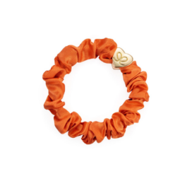 ByEloise orange silk hair tie/bracelet with a golden heart