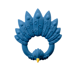 NATRUBA handcrafted biodegradable natural rubber chemical-free teething and bath toy blue Peacock, 0+ years