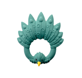 NATRUBA handcrafted biodegradable natural rubber chemical-free teething and bath toy green Peacock, 0+ years