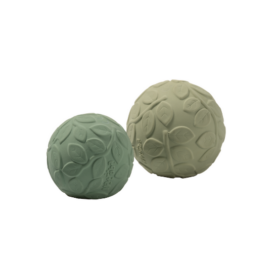 NATRUBA handcrafted biodegradable natural rubber chemical-free green balls, 2 pcs per pack, 0+ months