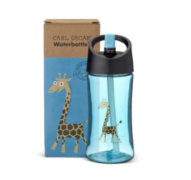 CARL OSCAR chemical-free 0.35 liter children's drinking bottle with straw, GIRAFFE motif