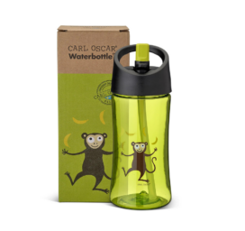 CARL OSCAR chemical-free 0.35 liter straw water bottle for children, MONKEY motif