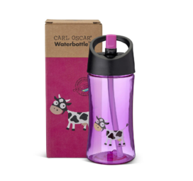 CARL OSCAR chemical-free 0.35 liter children's drinking bottle with straw, COW motif