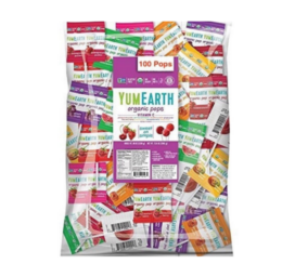 YUMEARTH organic fruit-flavored lollipops, 8 different varieties in a pack, 100 pcs