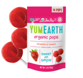 YUMEARTH organic flavored lollipops STRAWBERRY, 14 pcs