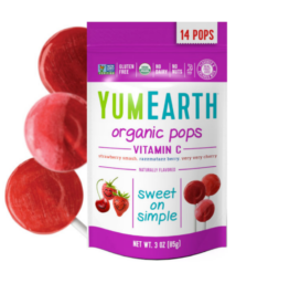 YUMEARTH organic flavored lollipops with vitamin C, 14 pcs