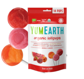 YUMEARTH organic flavored lollipops MIX (watermelon, peach, strawberry, pomegranate), 14 pcs