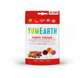 YUMEARTH organic flavored lollipops MIX (watermelon, peach, strawberry, pomegranate, etc.), 40 pcs