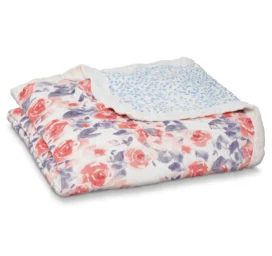 Aden and Anais Watercolour Garden double-sided 4-layer muslin bamboo viscose blanket, 120*120 cm