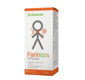 FARINGO lollipops with sea buckthorn and vitamin C for soothing throat irritations and moisturizing mucous membranes, 25 pieces per pack