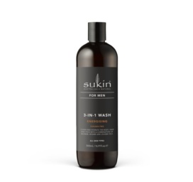 SUKIN 3in1 energising body wash for man, mandarin and black pepper 500 ml
