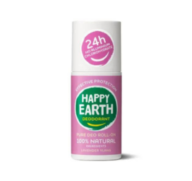 HAPPY EARTH 100% natural calming lavender and Ylang scent roll-on deodorant, 75 ml