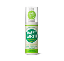 HAPPY EARTH 100% natural unscented deodorant spray for sensitive skin, 100ml