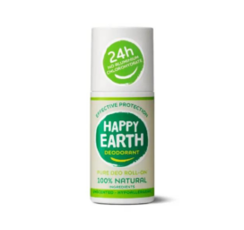 HAPPY EARTH 100% natural fragrance-free deodorant roll-on for sensitive skin, 75ml