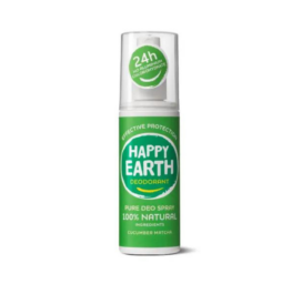 HAPPY EARTH 100% natural deodorant spray with refreshing cucumber and matcha scent, 100ml