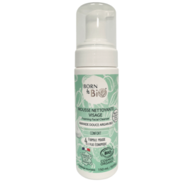 BORN TO BIO facial cleansing foam with almond oil and argan oil for normal skin, 150 ml