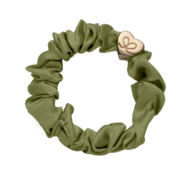 BYELOISE olive green silk hair tie with golden heart
