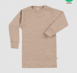 DILLING Baby merino wool long sleeve blouse BEIGE MELANGE, size 80, 86, 92