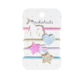 ROCKAHULA KIDS unicorn and star hair ties, 4 pcs