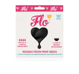 FLO Heavy flow black color reusable menstrual panties – soft and leak-proof, size XL