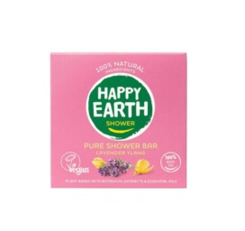 HAPPY EARTH 100% natural moisturizing and softening solid shower gel with lavender and Ylang-ylang fragrance, 90 gr