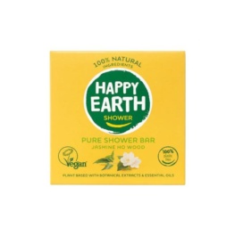 HAPPY EARTH 100% natural moisturizing and softening solid shower gel with jasmine and Ho wood fragrance, 90 gr