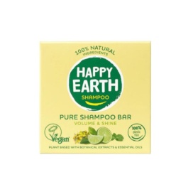 HAPPY EARTH 100% natural volumizing and shine-giving solid shampoo with lime and mint fragrance, 70 gr