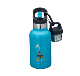 CARL OSCAR 2in1 stainless steel straw drinking bottle-thermos with giraffe illustration TURQUOISE, 350 ml