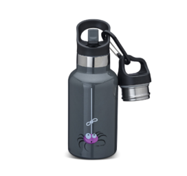 CARL OSCAR 2in1 stainless steel straw drinking bottle-thermos with spider image GREY, 350 ml