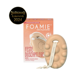FOAMIE plastic-free calming and nourishing body soap with papaya and oat milk, 80g