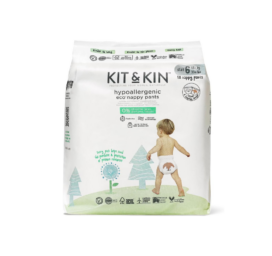 KIT and KIN hypoallergenic, latex and chlorine free, very soft and stretchy pants diapers, size 6 or 15+ kg, 18 pcs per pack