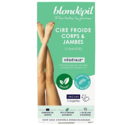 BLONDEPIL natural cold wax depilation strips for legs and body, 12 pcs