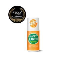 HAPPY EARTH 100% natural rose and bitter orange roll-on deodorant, 75 ml
