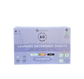 COSMEAU biodegradable laundry detergent strips for clothes washing Lavender, 60 uses