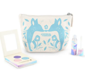 NAMAKI Fox Eyeshadow Palette and Lip Gloss Makeup Bag Set BLUE