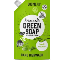 MARCELS GREEN SOAP basil and lemongrass dishwashing liquid, REFILL PACK 500 ml