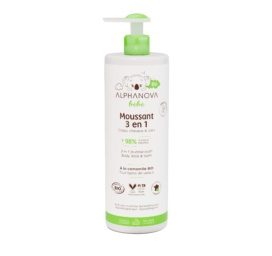 ALPHANOVA BEBE 3in1 soothing cleansing gel-shampoo-bath foam with linden, chamomile, and lavender, 400ml