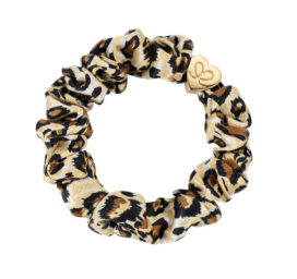 BYELOISE silk leopard print hair tie/bracelet with golden heart