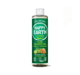 HAPPY EARTH 100% natural caring and refreshing shower gel for men with bergamot and cedarwood fragrance, 300ml